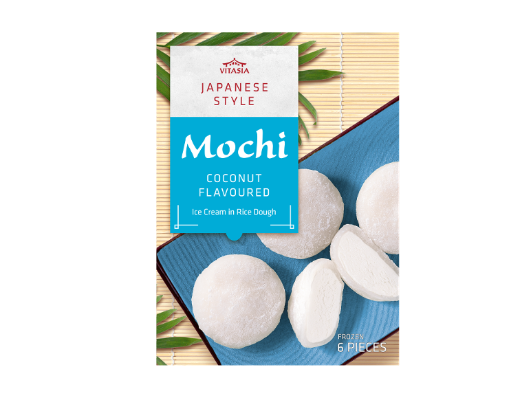 Japonski mochi z okusom kokosa v riževem testu, zamrznjeni, 6 kosov.