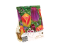 Paket čebulic tulipanov z rdečimi, rumenimi in vijoličnimi cvetovi, z oznako »Premium Quality Products«.