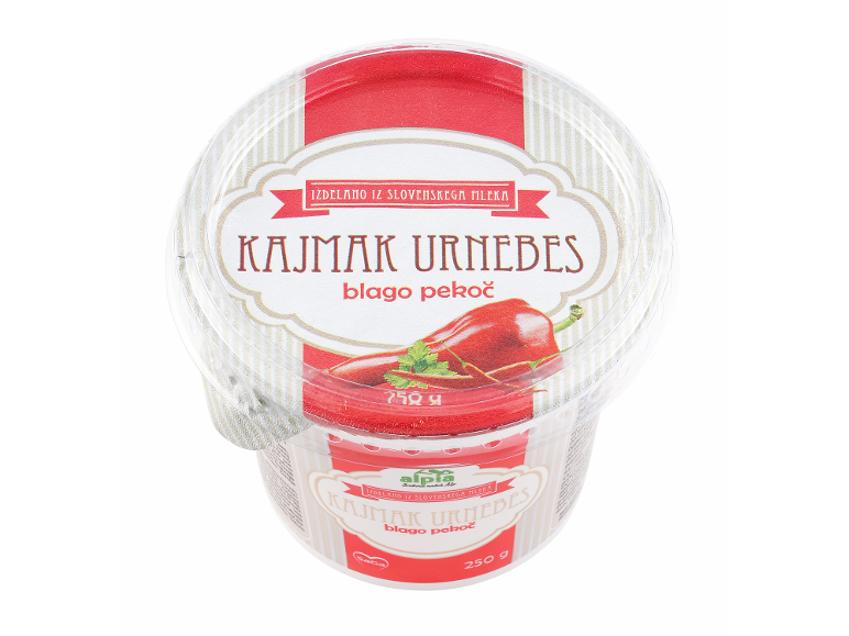Posoda kajmaka urnebesa blago pekočega z rdečo papriko, izdelanega iz slovenskega mleka.