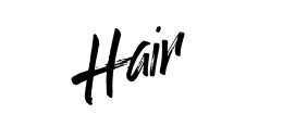 Besedilo s čopičem, ki piše 'Hair'.