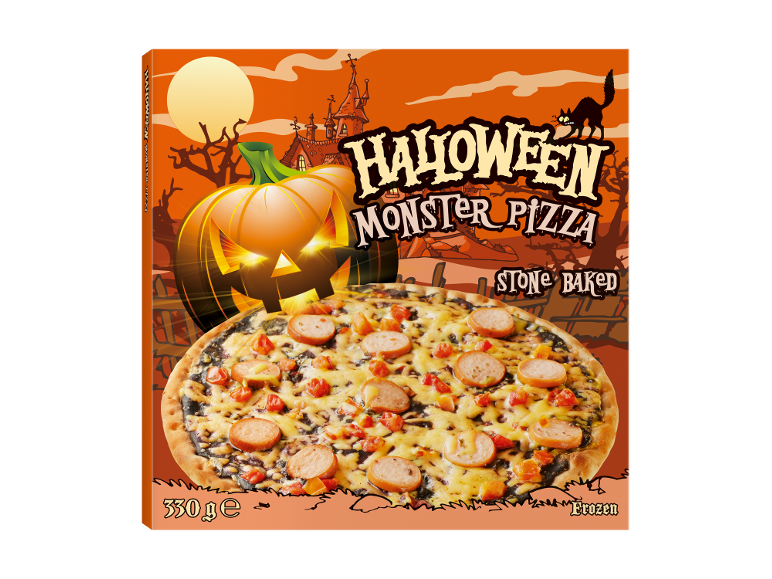 Halloween pošastna pica, pečena na kamnu, 330g, zamrznjena.