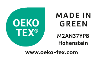 Zeleni certifikacijski pečat OEKO-TEX® s številko M2AN37YP8 Hohenstein