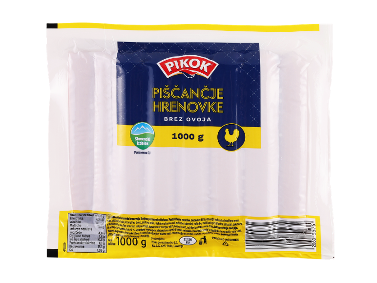 Pikok piščančje hrenovke brez ovoja, 1000 g