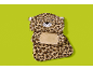 Flis odeja z leopardjim vzorcem in kapuco v obliki leopardje glave.