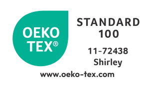 OEKO-TEX STANDARD 100 pečat s številko 11-72438 Shirley in URL-jem www.oeko-tex.com.