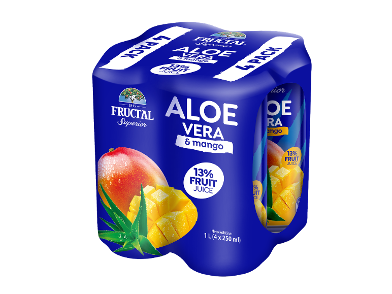 4-paket pijače aloe vera in mango s 13% sadnega soka, 1 L.