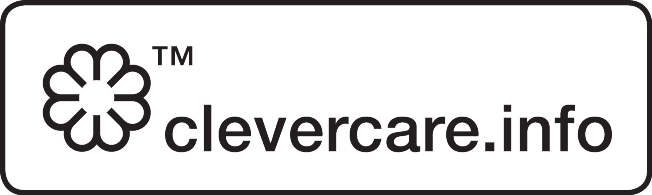 Pečat z logotipom rože in besedilom „TM clevercare.info“.