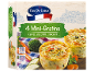 Škatla s 4 mini gratiniranimi jedmi iz korenja, bučk in brokolija, z navodili za kuhanje.