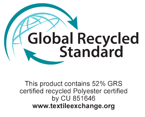 Global Recycled Standard: 52% GRS certificiranega recikliranega poliestra, certificirano s strani CU 851646.