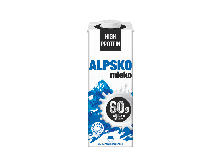 Alpsko mleko z visoko vsebnostjo beljakovin, 60g na liter