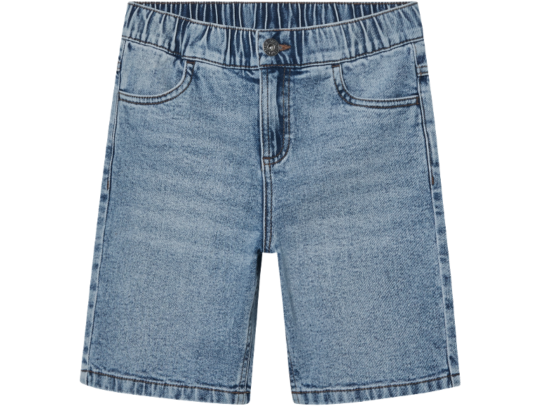 Modre jeans kratke hlače z elastičnim pasom in žepi