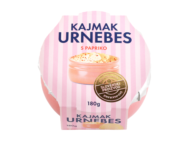 Kajmak Urnebes s papriko, slovenski izdelek v eko-embalaži, 180g.
