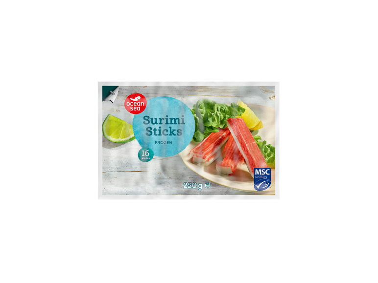 Paket zamrznjenih surimi palčk z limeto, solato in limono, 16 kosov, 250g.