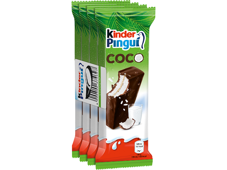 Čokoladne ploščice s kokosom, z ugrizom, ki razkriva belo, kremasto polnilo.