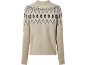 Bež pulover s črno-belim vzorcem Fair Isle.