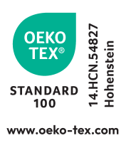 OEKO-TEX STANDARD 100 pečat, številka 14.HCN.54827 Hohenstein, www.oeko-tex.com