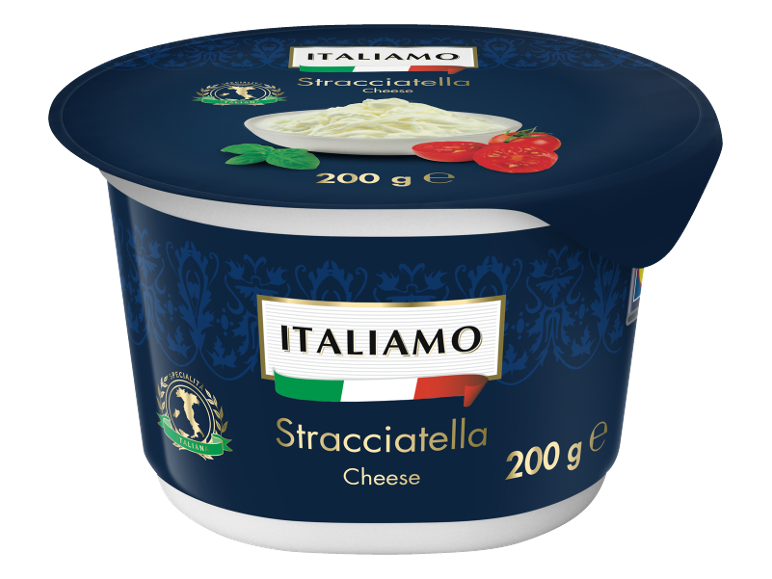Posoda s sirom stracciatella s paradižnikom in baziliko, 200 g
