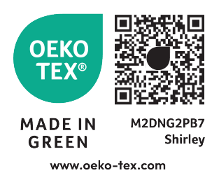 Certifikat Made in Green s številko M2DNG2PB7 Shirley, www.oeko-tex.com