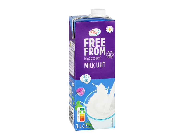UHT mleko brez laktoze, 3,2% maščobe, z Nutri-Score B.