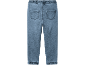 Otroške jeans hlače z elastičnim pasom in manšetami.