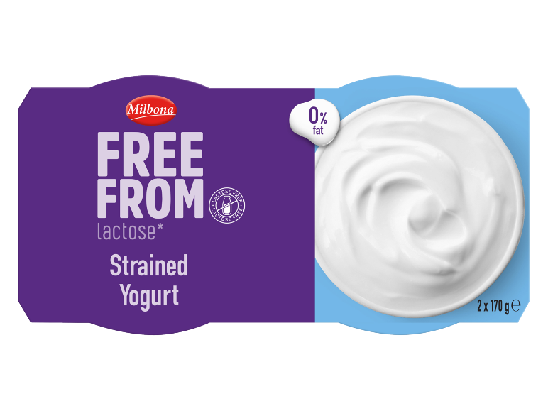 Jogurt brez laktoze, 0% maščobe, 2 x 170g.