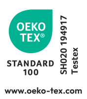Pečat certifikata tekstilnega standarda 100 s številko SH020 194917 Testex.