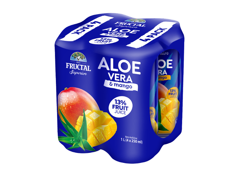 4-paket pijače aloe vera in mango s 13% sadnega soka, 1 L.