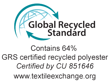 Pečat Global Recycled Standard: Vsebuje 64% GRS certificiranega recikliranega poliestra.