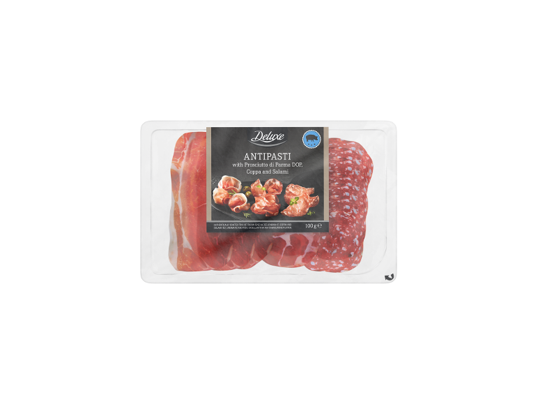 Antipasti pladenj s pršutom, coppom in salamo, 100 g.