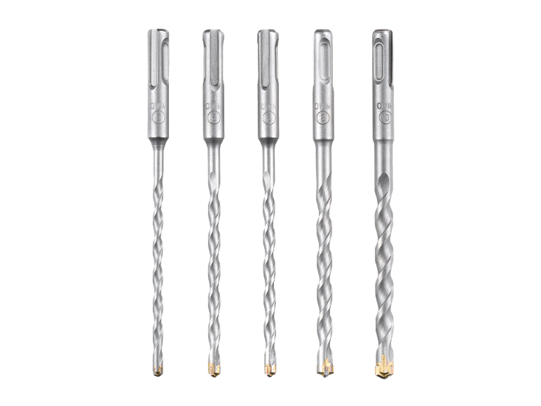 Komplet petih SDS-Plus svedrov za beton, velikosti 5, 6, 8 in 10 mm.