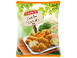Paket panirane zelenjave z brokolijem, cvetačo in korenjem, z besedilom „Breaded Vegetables“.