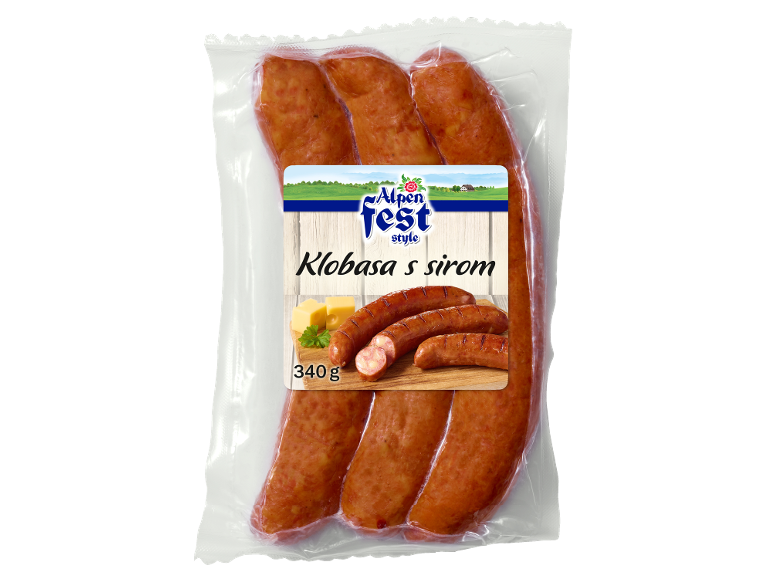 Paket klobas s sirom, 340 g, alpski stil.