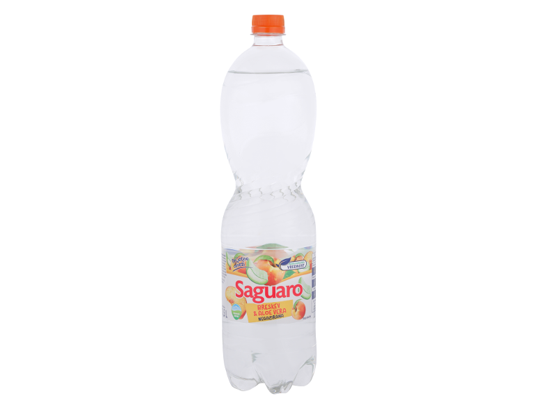 Steklenica negazirane vode z okusom breskve in aloe vere.