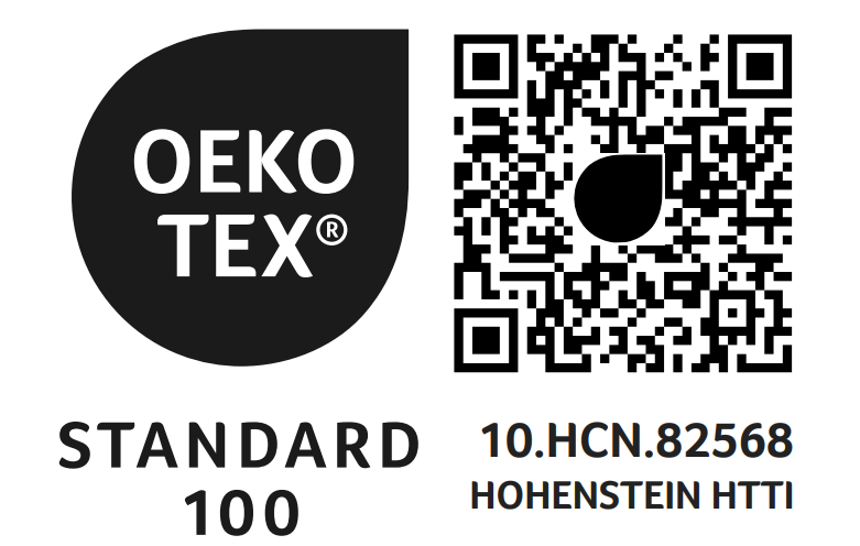 Certifikat tekstilnega standarda 100 s številko 10.HCN.82568 Hohenstein HTTI.