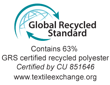 Oznaka Global Recycled Standard: Vsebuje 63% GRS certificiranega recikliranega poliestra, certificirano s strani CU 851646.