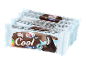 Čokoladne sladoledne ploščice z vanilijevim polnilom, označene z „Cool snack“ in „150 ge“.