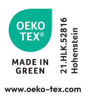 OEKO-TEX MADE IN GREEN pečat 21.HLK.52816 Hohenstein, www.oeko-tex.com