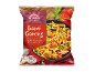 Zamrznjen Bami Goreng z rezanci, piščancem, gobami in zelenjavo, 750 g.