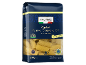 Modra vrečka italijanskih rigatonijev, 500g, s prozornim oknom, ki prikazuje testenine.