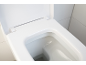Sodoben bel WC z dvignjenim pokrovom v čisti kopalnici.