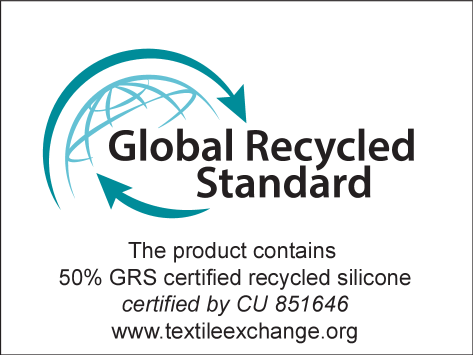 Pečat Global Recycled Standard: Izdelek vsebuje 50% GRS certificiranega recikliranega silikona.