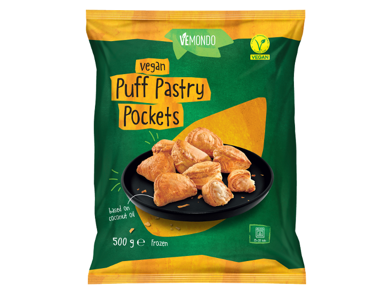 Zamrznjeni veganski žepki iz listnatega testa, 500g.