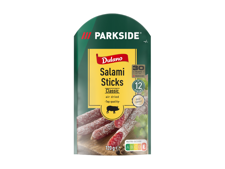 Klasične salamine palčke, zračno sušene, 12 kosov, 120 g, z Nutri-Score C.