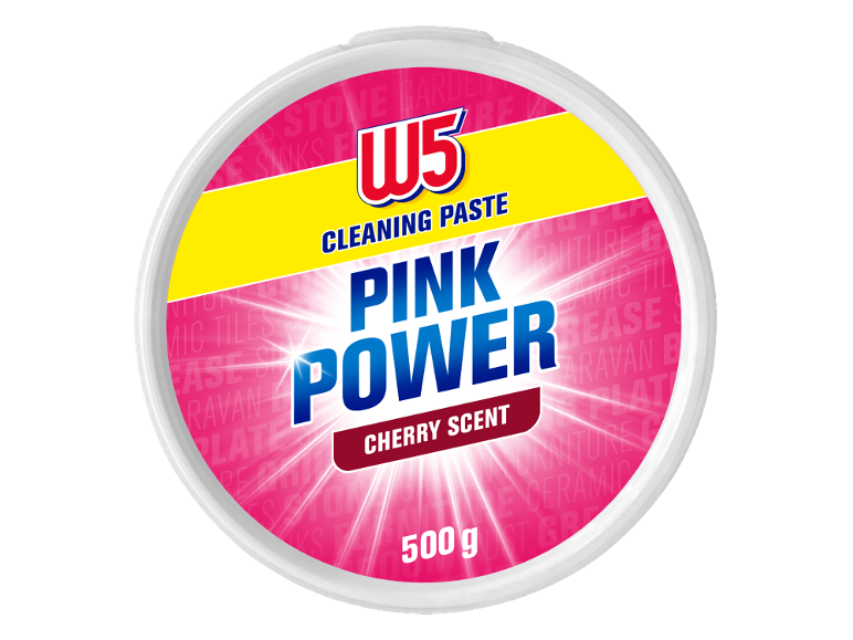 Čistilna pasta Pink Power, vonj češnje, 500g, za različne površine.