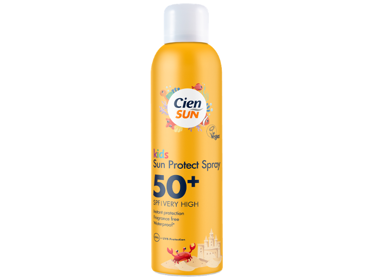 Otroško pršilo za zaščito pred soncem SPF 50+, zelo visoka zaščita, brez dišav, vodoodporno