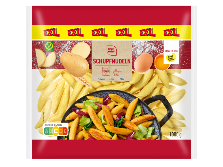 Pakiranje krompirjevih svaljkov s krompirjem, jajci in Nutri-Score A.