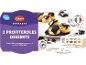 Pakiranje dveh profiterolov, polnjenih s kremo in čokoladnim prelivom