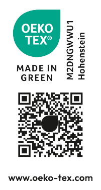 OEKO-TEX MADE IN GREEN M2DNGWWU1 Hohenstein oznaka s QR kodo in www.oeko-tex.com