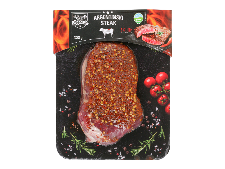 Argentinski steak s čilijem, 300g, s predlogom za serviranje.