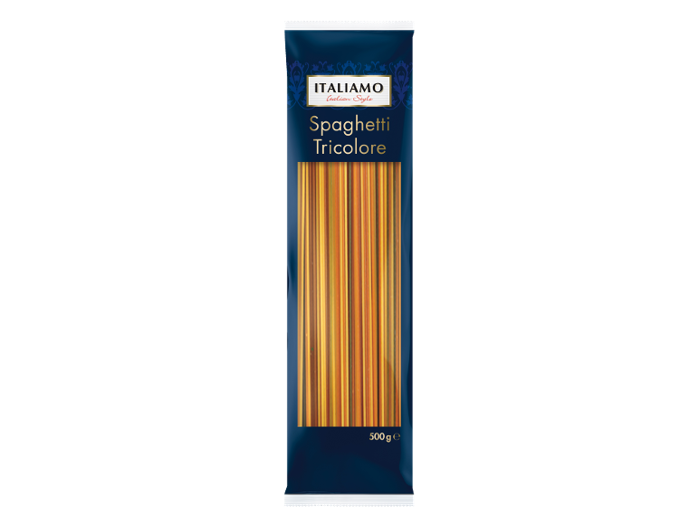 Paket 500g tricolor špagetov v italijanskem slogu.